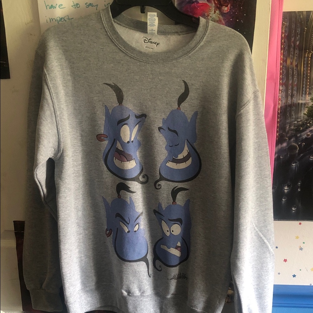 Disney Aladdin Genie Blue and Gray Crewneck Sweater